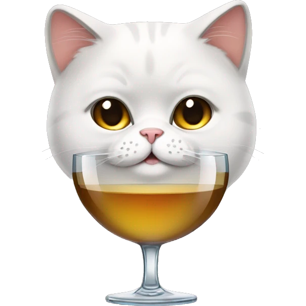 A fat furry british short hair cat with a wine glass emoji