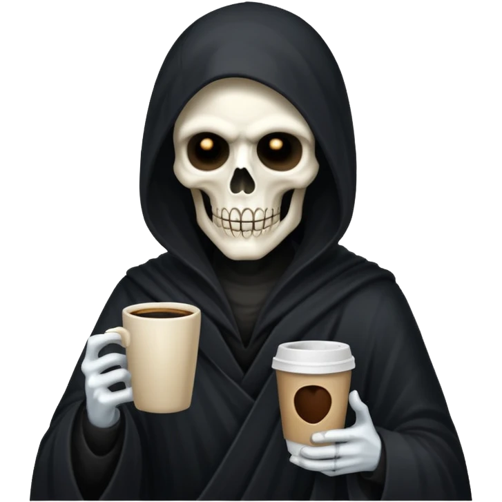 grim reaper with a coffee and phone emoji