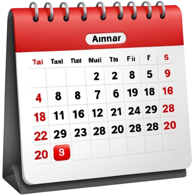 calendar with a red top emoji