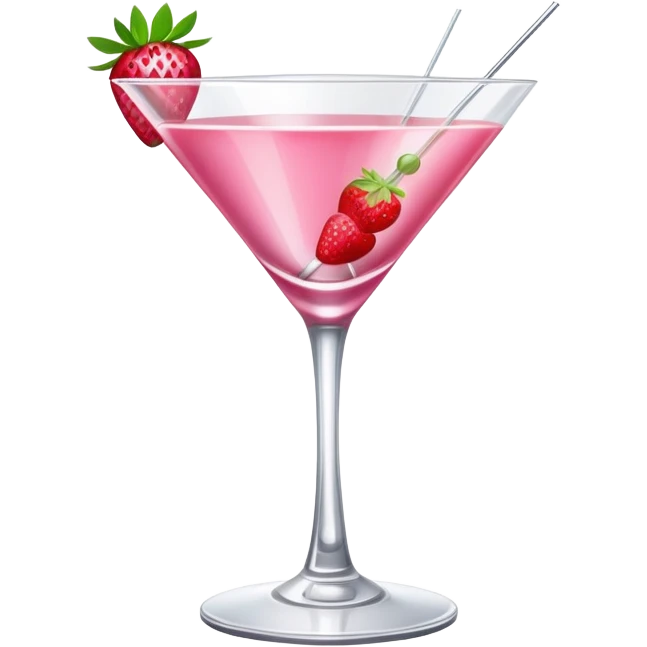 pink cocktail drink in martini glass with strawberry garnish emoji