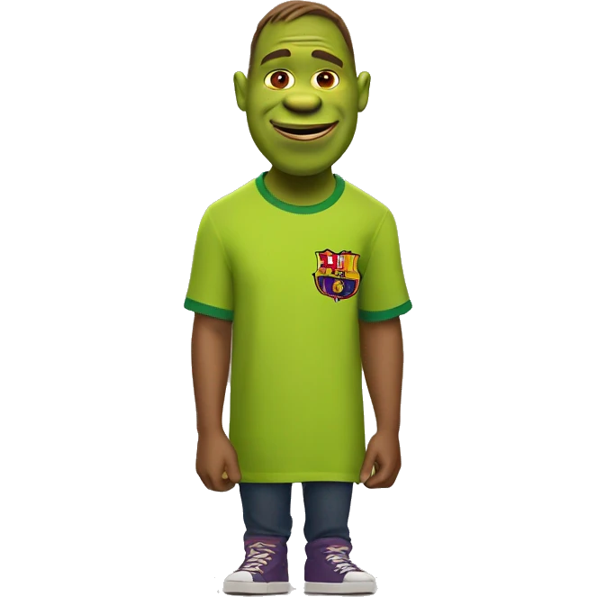 shrek wearing barcelona t shirt emoji