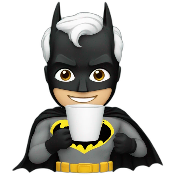 batman holding a cup of coffee emoji