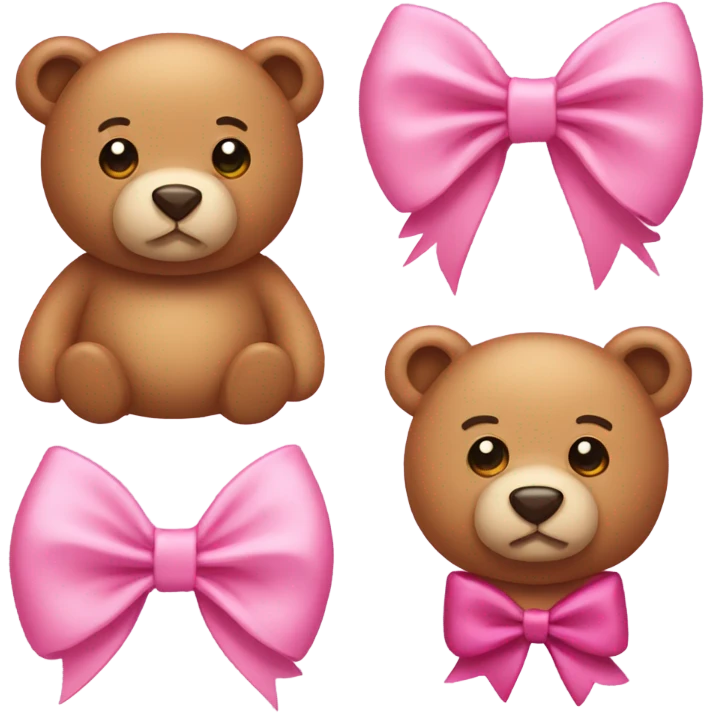 Pink bow and a little bear  emoji