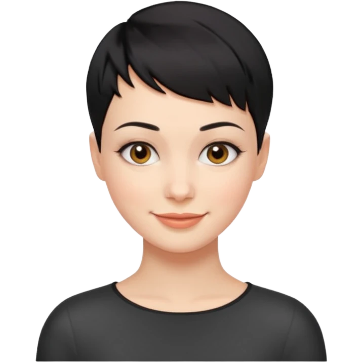 frau freche extreme schwarze Kurzhaarfrisur eine Seite fast keine Haare emoji