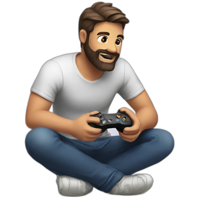 Beard man playing videogames emoji