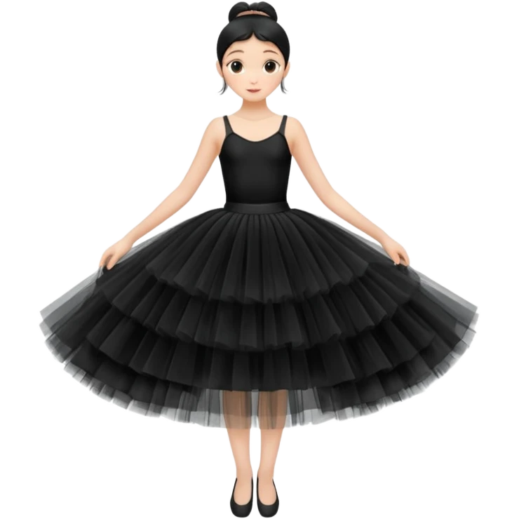 cinematic-realistic-black-tutu,-layers-of-fine,-soft-tulle-forming-a-voluminous-and-airy-skirt,-delicate-folds-catching-the-light,-slightly-frayed-edges-adding-authenticity,-glowing-softly-with-a-warm-and-ethereal-elegance emoji