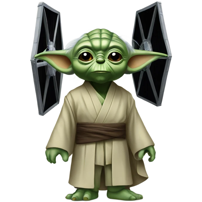 Yoda standing on top of tie fighter emoji