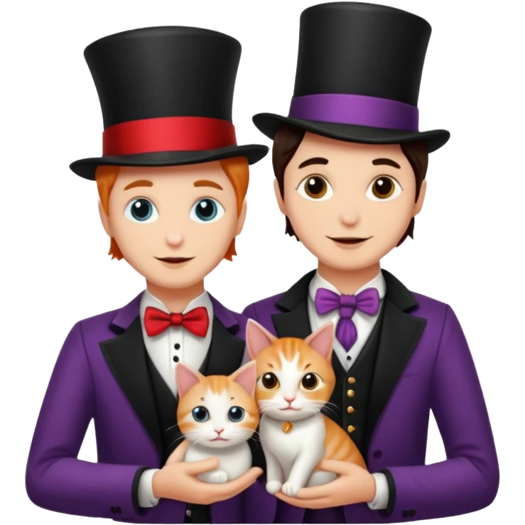 magician couple and their pet cat emoji