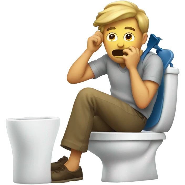 man on toilet on phone with bow on hair emoji