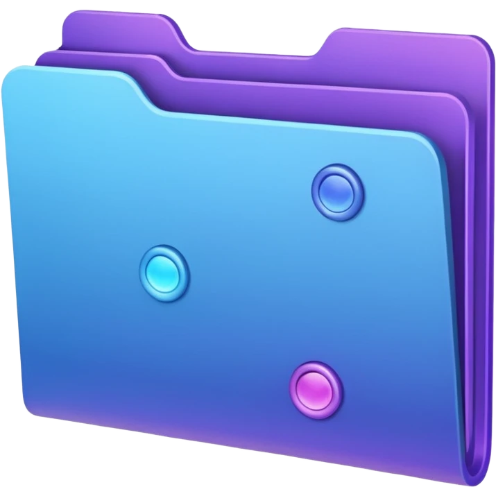  Show an open project panel or folder with small colorful elements inside, giving a sense of organized, exciting, and ready-to-explore projects. Include subtle glowing or movement effects to convey energy. Use harmonious colors like soft blues, purples, and creams.  emoji