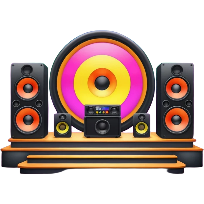 concert stage with colorful lights and speakers emoji