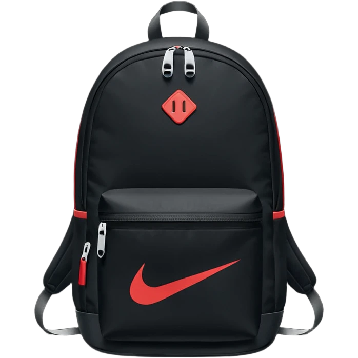 Black backpack with a Nike red logo on it emoji