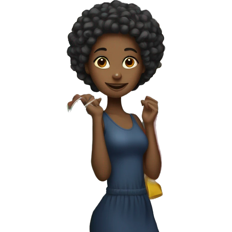 black girl with shopping bags emoji