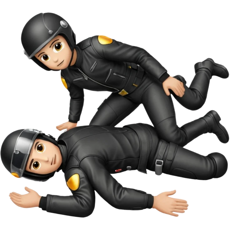 a motorcyclist lying on the ground who has just fallen emoji