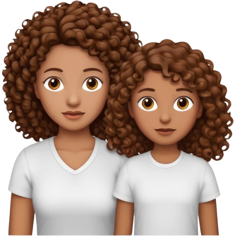 single mom with twin girls; all brown hair, mother and one daughter have curly hair emoji