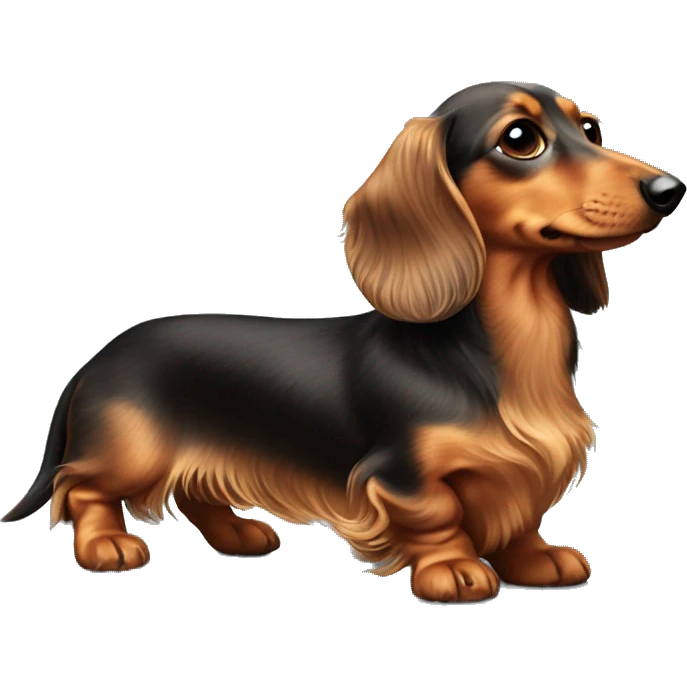 Longhair mini dachshund with tan nose emoji