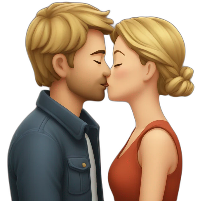 german couple kissing lips to lips emoji
