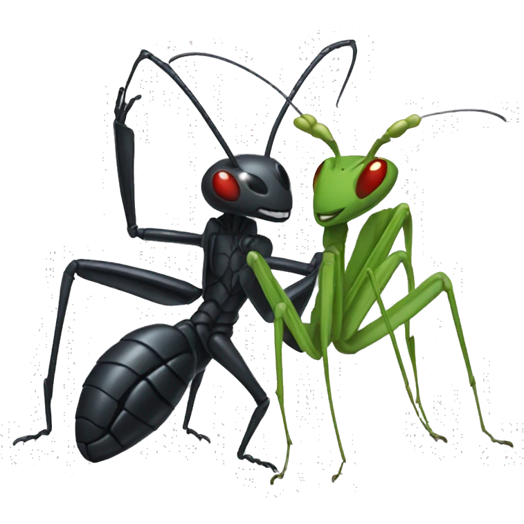 Black widow fighting praying mantis emoji