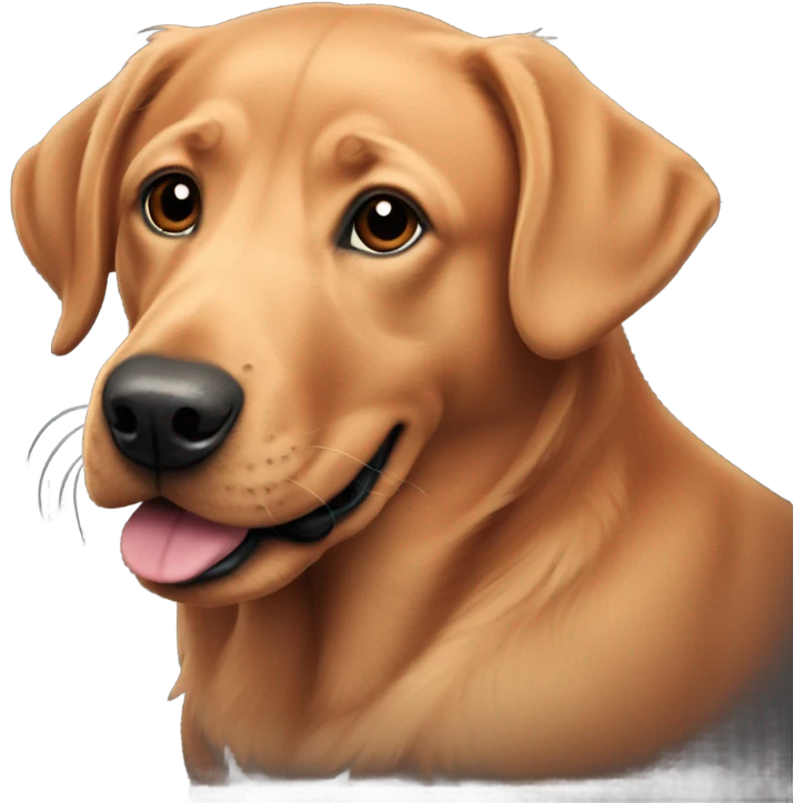 Red lab playing with black dog emoji