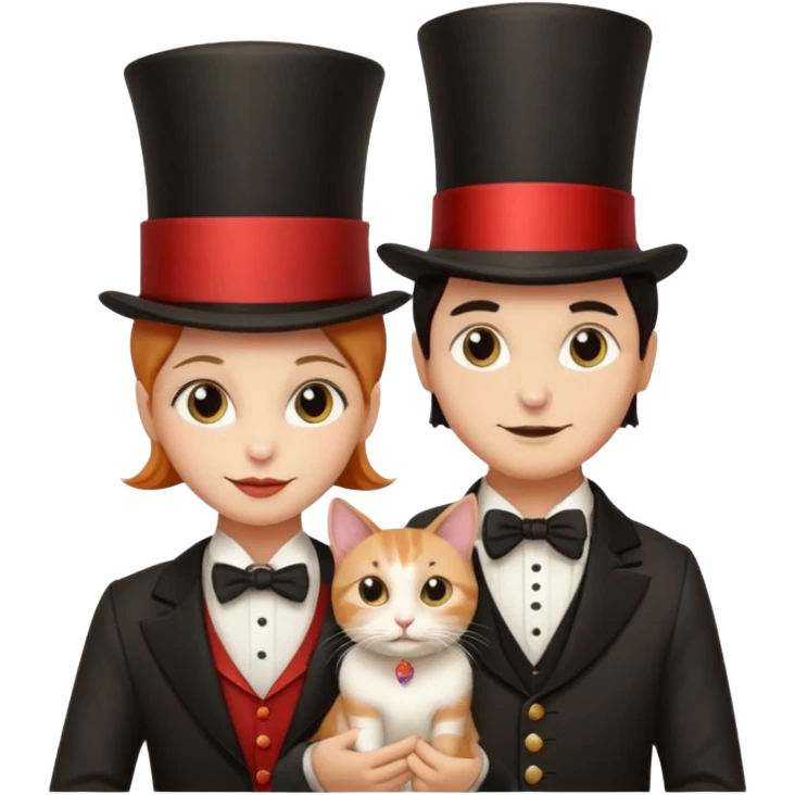 magician couple and their pet cat emoji