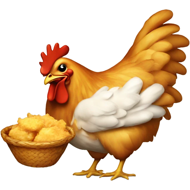 a chicken eating fryed chicken emoji