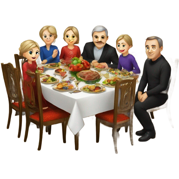 Russian family sitting at the New Year's table emoji