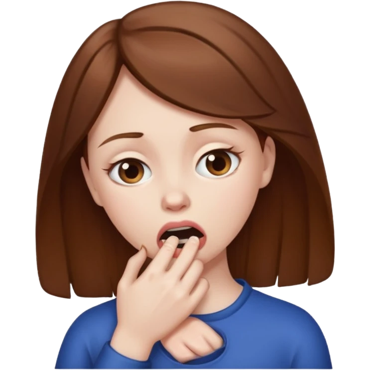 woman with brown hair choking herself out emoji