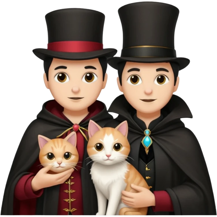 magician couple and their pet cat emoji