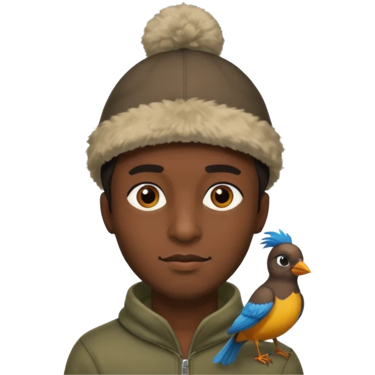 black man with a bird hat emoji