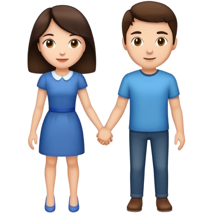 Brunette woman and brunette man holding hands emoji