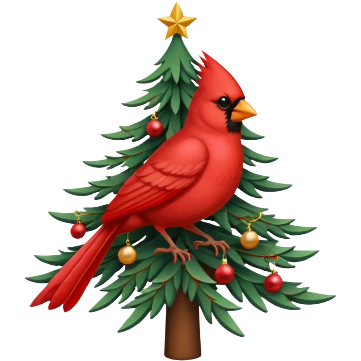 Cardinal bird Christmas tree emoji