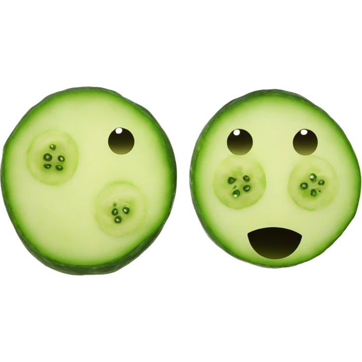 Yellow smiley face with two cucumber slices on the eyes emoji