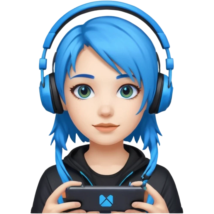 Girl gamer with neon blue hair










 emoji
