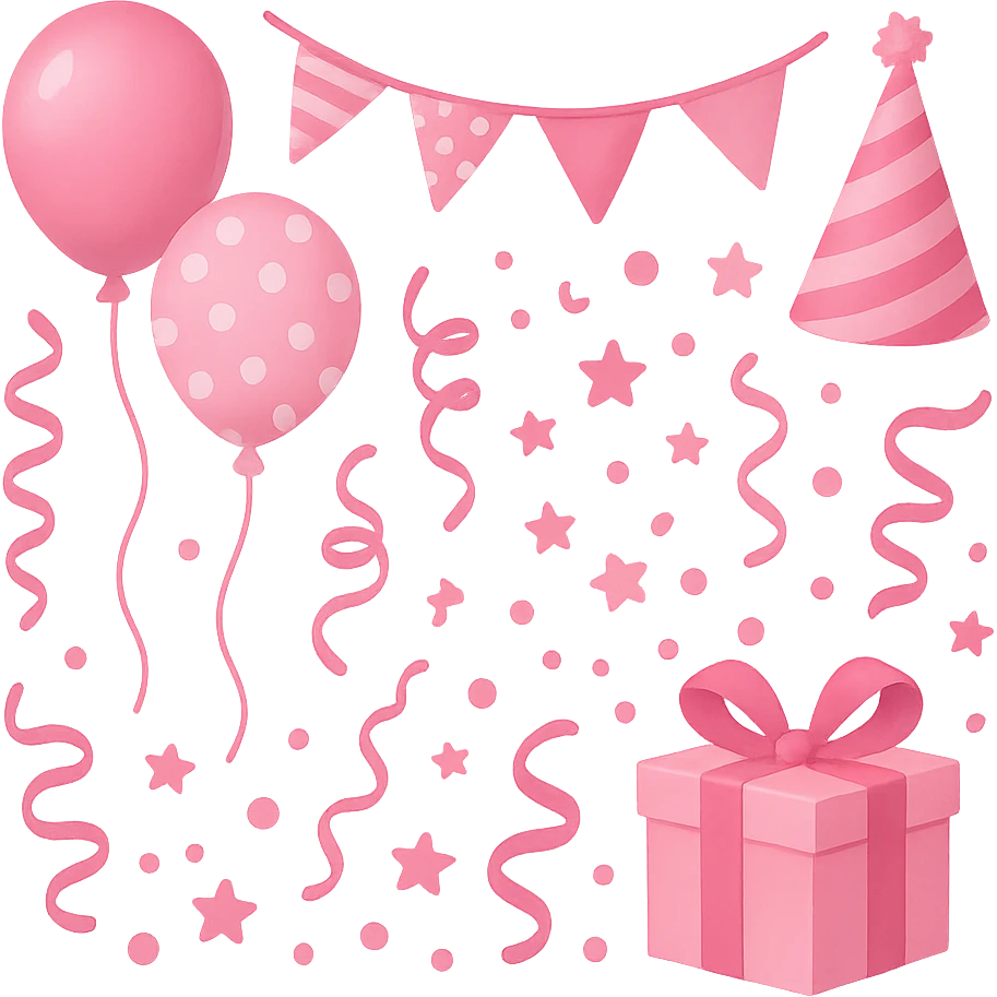 pink party theme, festive and joyful, no background emoji