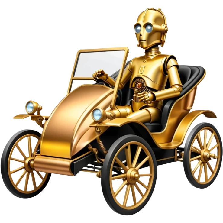 C-3PO in 1865 rosegold painted buggy powered by electric motors and batteries  emoji