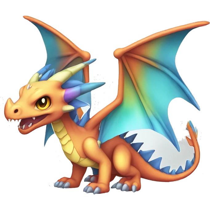 Kawaii Edgy Bright Ethereal Fantasy Dragon Pokémon Fakemon full body emoji