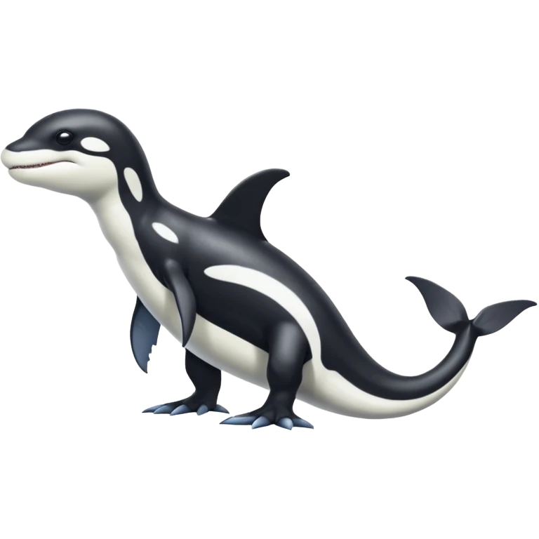 Black and white Orca-reptile-reptilian-lizard-skink-gecko-Digimon-Fakémon-hybrid full body, two legs, arms, tail emoji