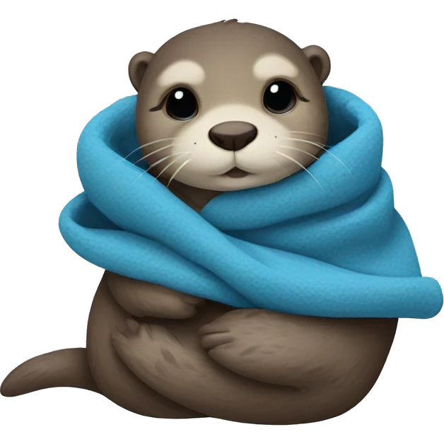 otter cozy in blue blanket emoji