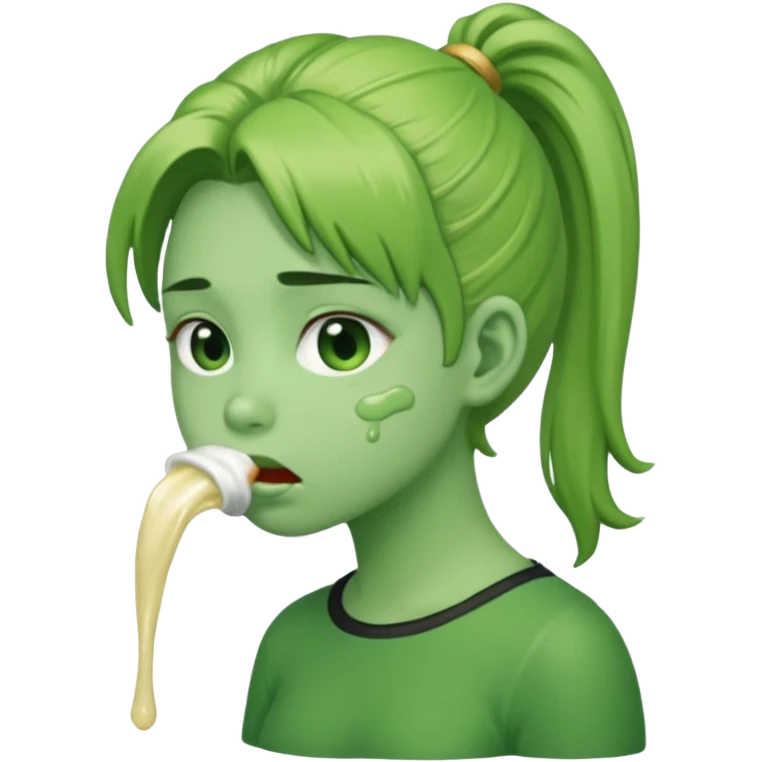 I want to have the puke emoji but with a pony tail, like Ariana Grande emoji