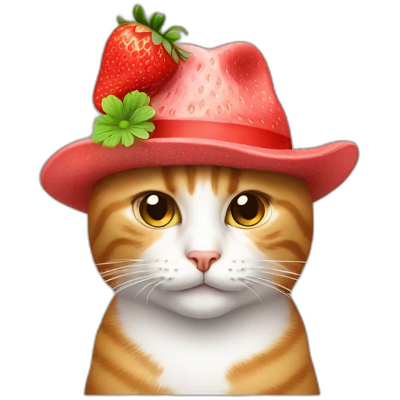 cat with a hat of Strawberry emoji