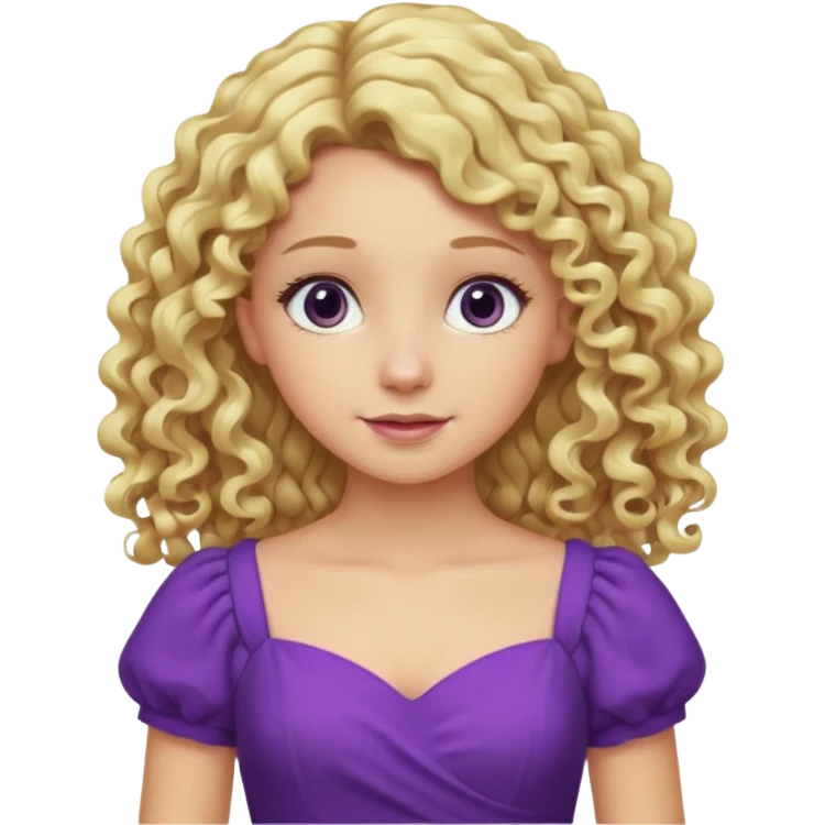 A blonde long cute curly hair make a really everything purple emoji