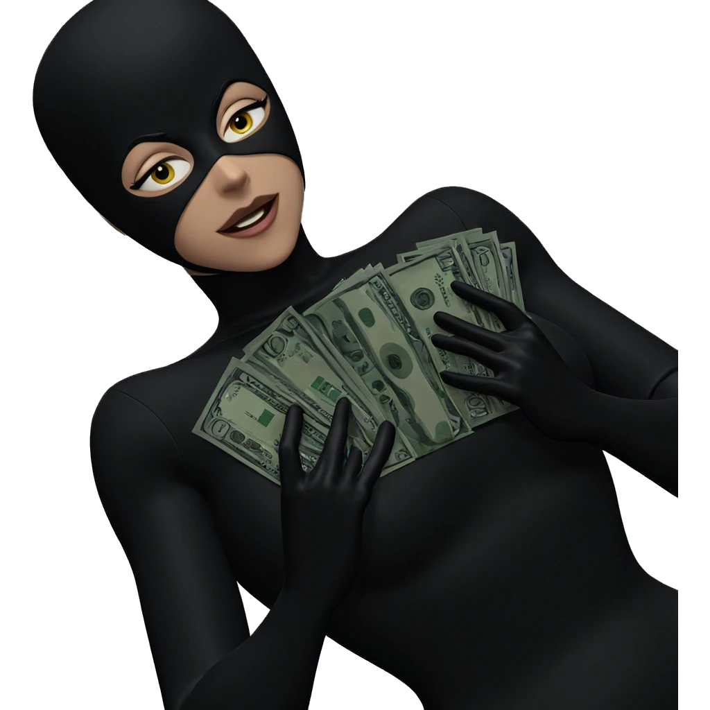 girl in bodysuit with money emoji
