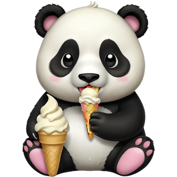 Panda eating ice cream emoji