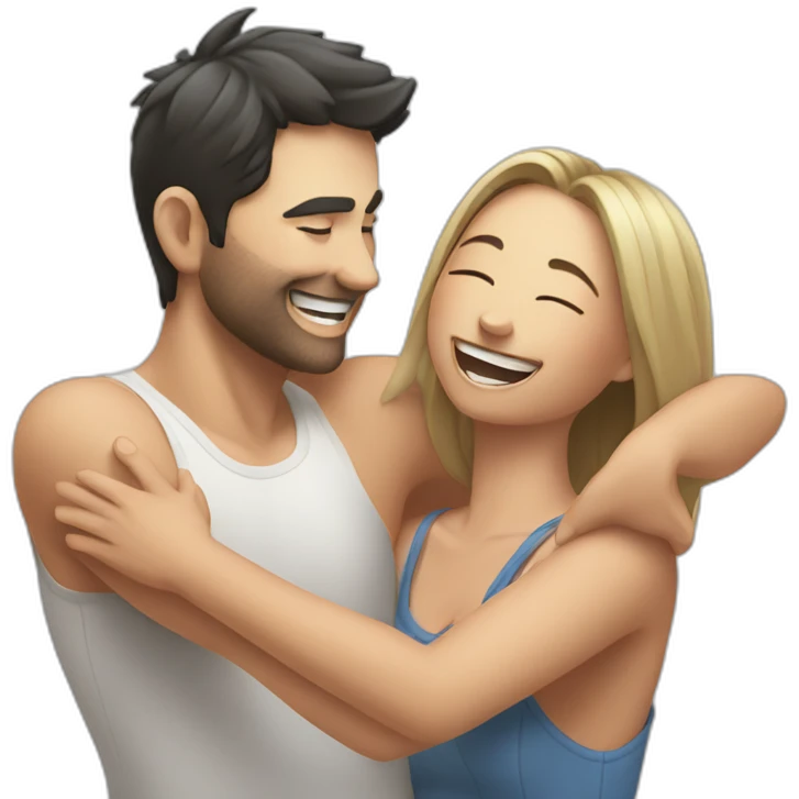 man tickling woman on her armpit emoji