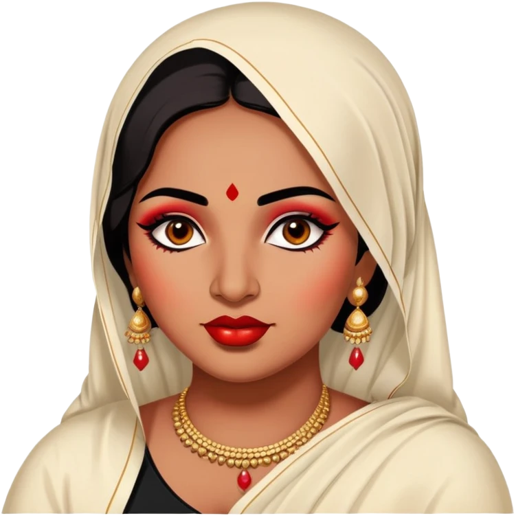 big plus size, indian, dupatta, baddie,pretty, makeup, bright red lipgloss, black eyeliner, emoji