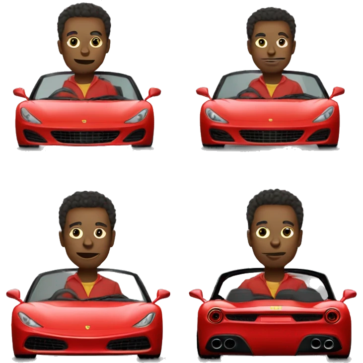 Make me an alien in a red Ferrari convertible emoji