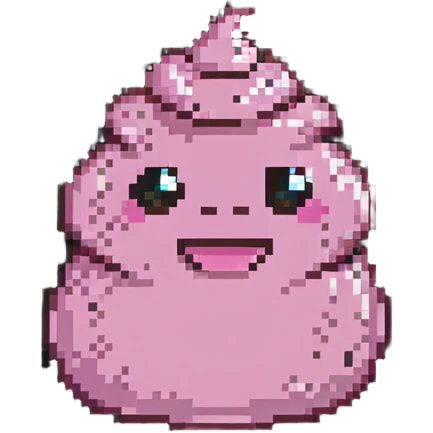 smiling pink poo with happy face emoji