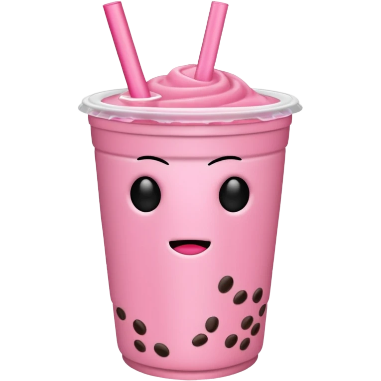 Pink boba drink without a face emoji