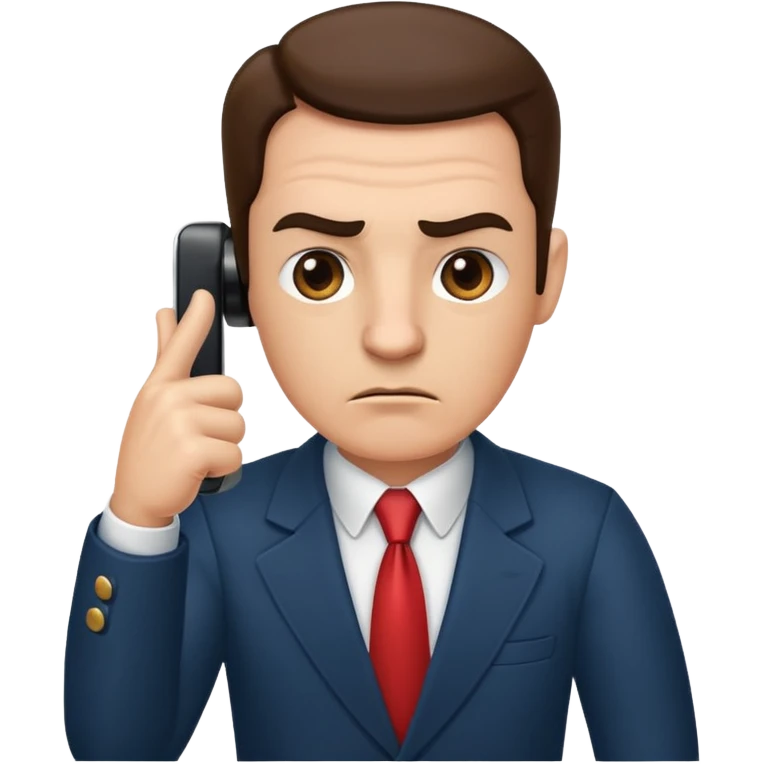 boss on a phone call, giving a thumbs down emoji