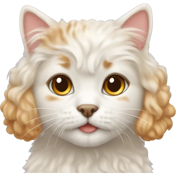 White-ginger cat with apricot Maltipoo emoji